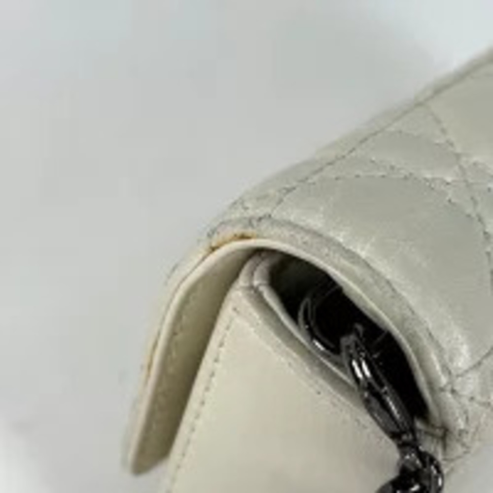 Christian Dior Cannage Chain Shoulder Bag Clutch Leather White - Picture 6 of 7
